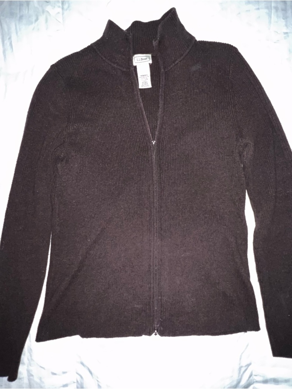 L.L. Bean Women’s Dark Brown Full-Zip Knit Cardigan
